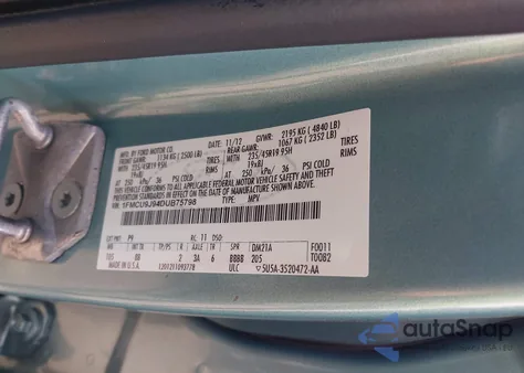 2013 Ford Escape Titanium из США, поврежденный, VIN 1FMCU9J94DUB75798